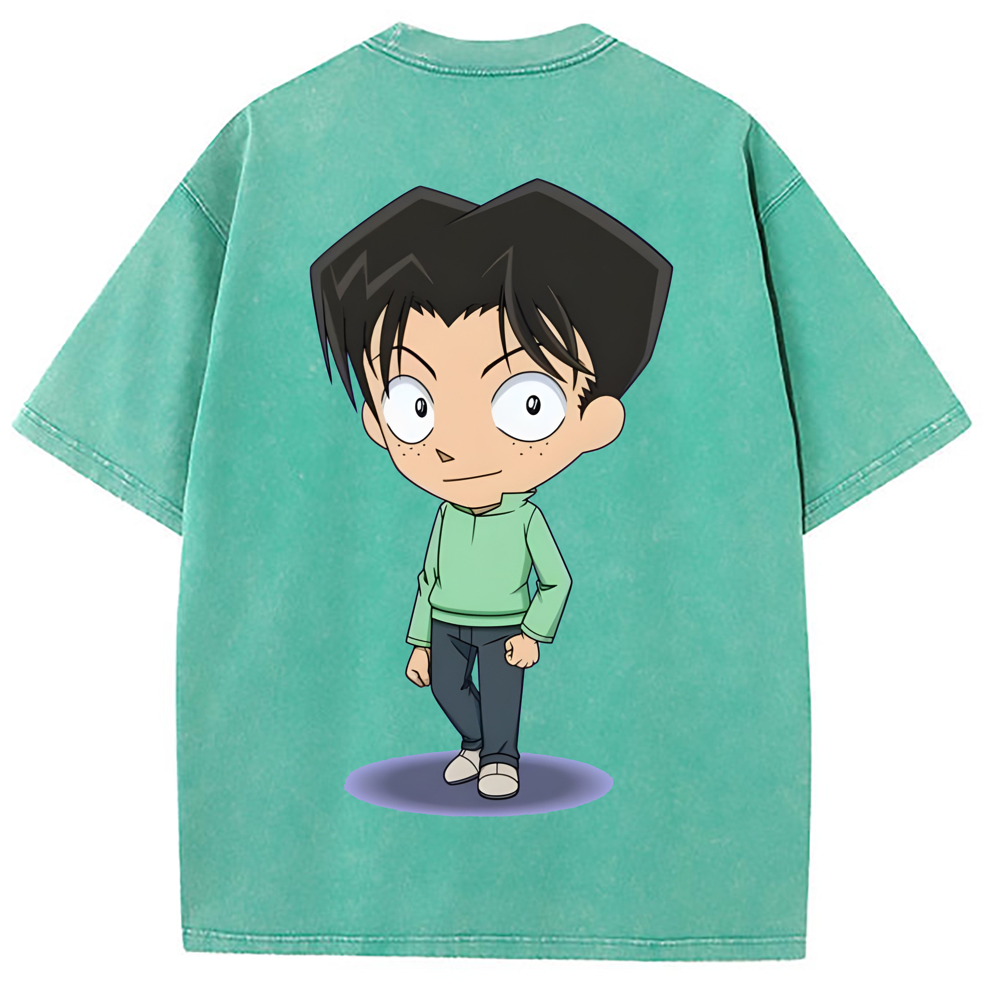 （画像用） 名探偵コナン 円谷 光彦 つぶらや みつひこ Detective Conan Mitch Tennyson 綿100% ヴィンテージ風 半袖Tシャツ（背面プリント）